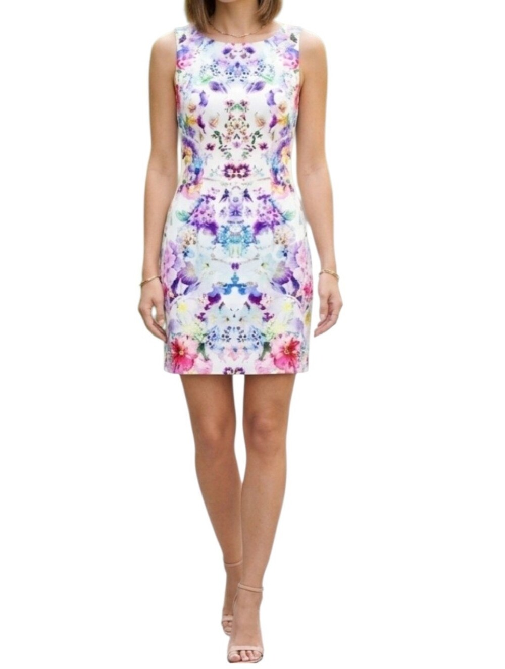 EVER NEW Floral Printed Cotton Sheath Mini Dress Women's Size 4